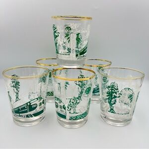 Set of 6 Vintage Southern Railway Look Ahead Look South Railroad Train Glasses